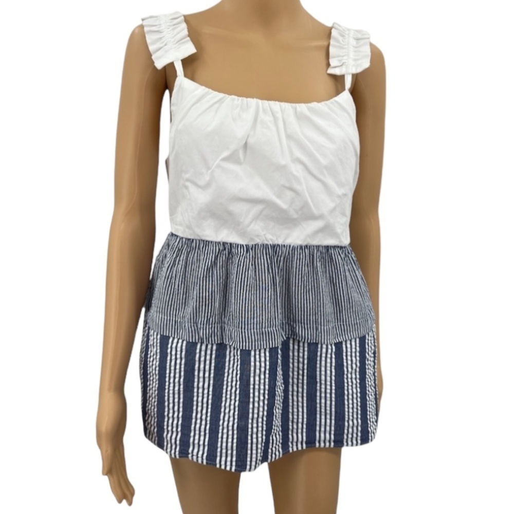 Crown & Ivy Red White & Cute Navy Summer Top Size L